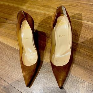 Christian Louboutun tan suede pumps